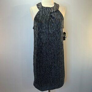 ALFANI Women's Metallic Silver Sleeveless Formal Dress - Size Medium - NWD$99.50